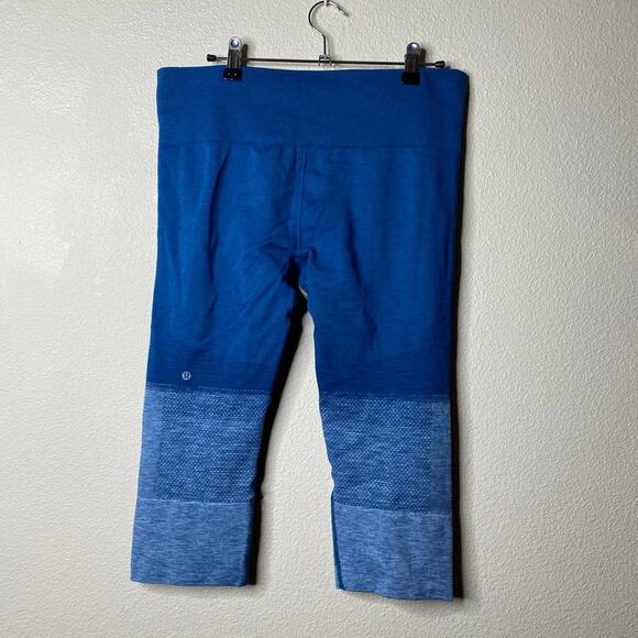 Lululemon Athletica Seamlessly Street Crop Legging Ombre Blue Ocean Size 10 - Picture 5 of 11